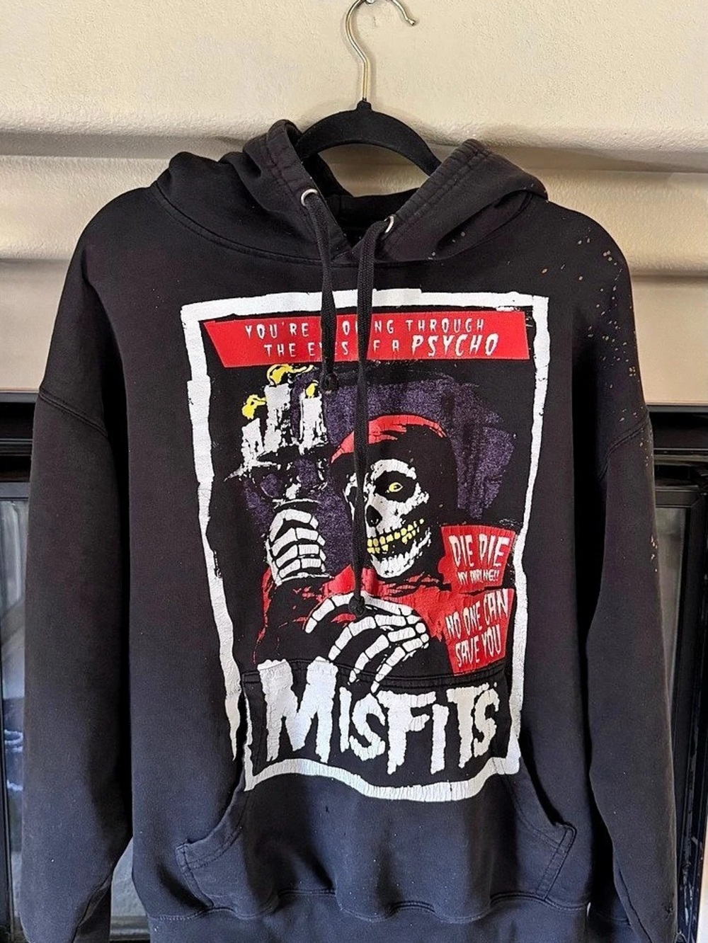 Vintage Super Rare 1990s Misfits American Psycho Eyes of a Psycho Hoodie Die Die